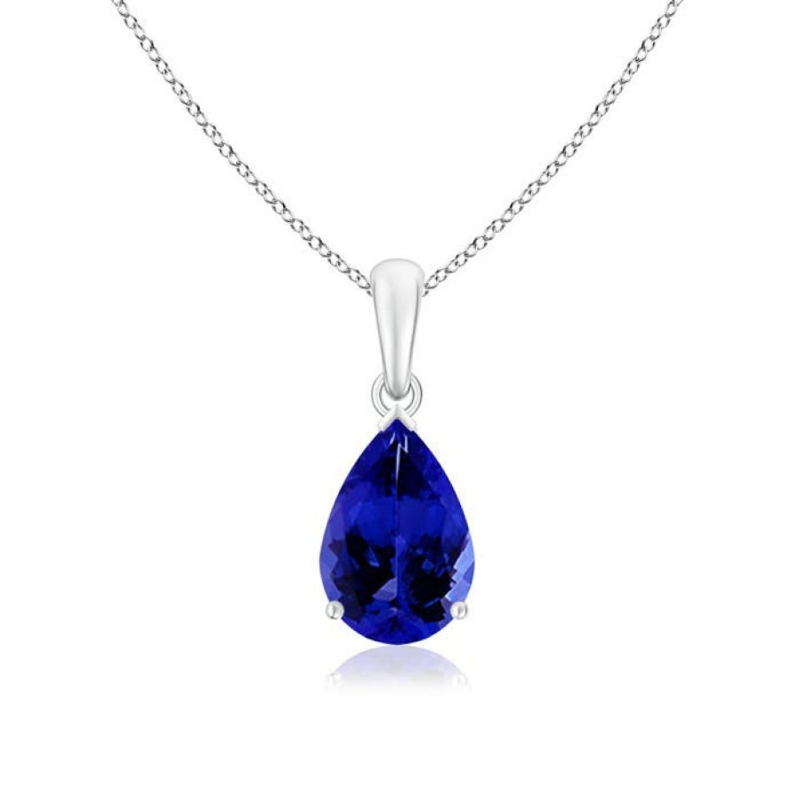 Necklaces Angara Tanzanite | Pear-Shaped Tanzanite Solitaire Pendant