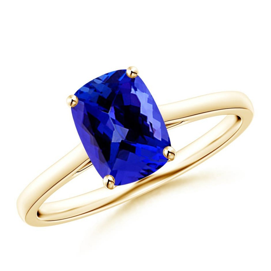 Rings Angara Tanzanite | Prong-Set Cushion Tanzanite Solitaire Ring