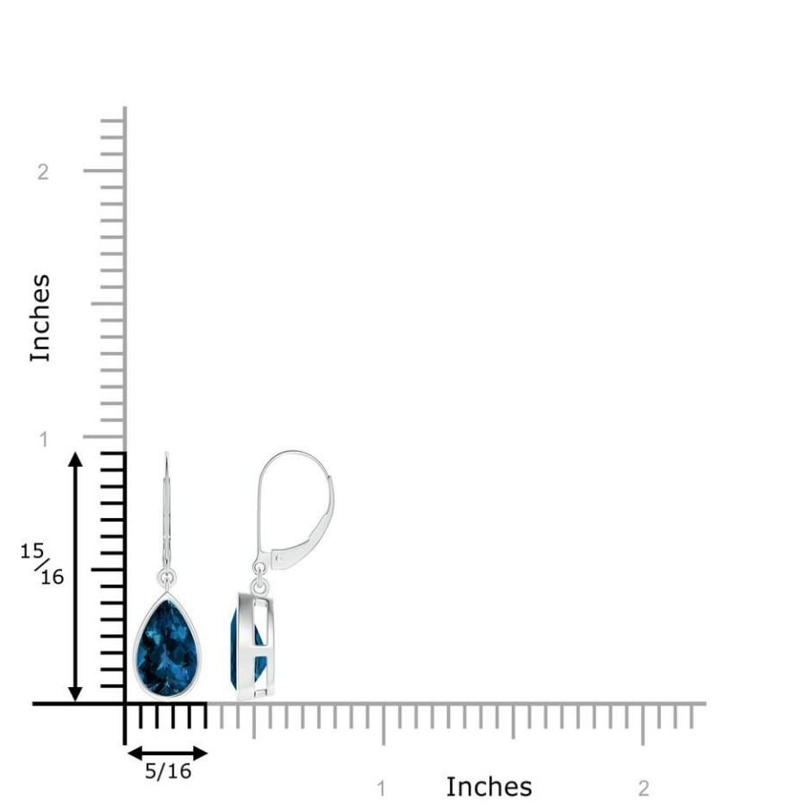 Earrings Angara London Blue Topaz | Bezel-Set Pear London Blue Topaz Leverback Drop Earrings