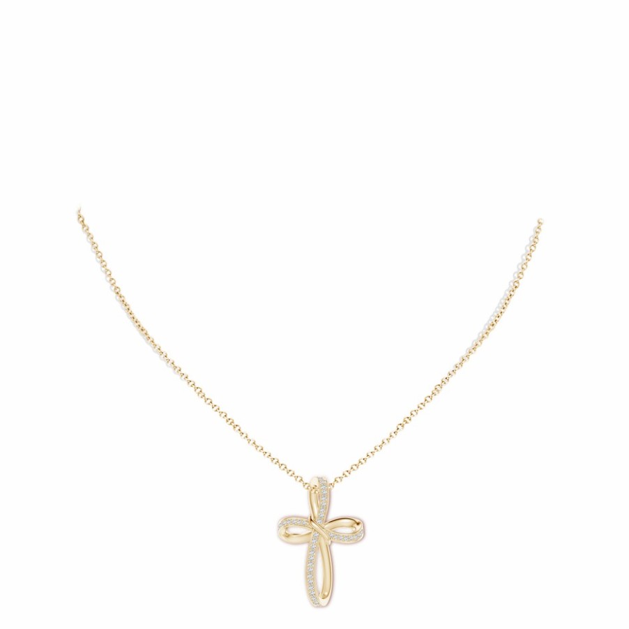 Necklaces Angara Diamond | Pave-Set Diamond Infinity Cross Pendant