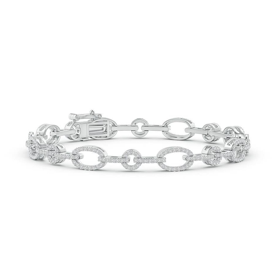 Bracelets Angara Diamond | Diamond Open Circle And Oval Link Bracelet