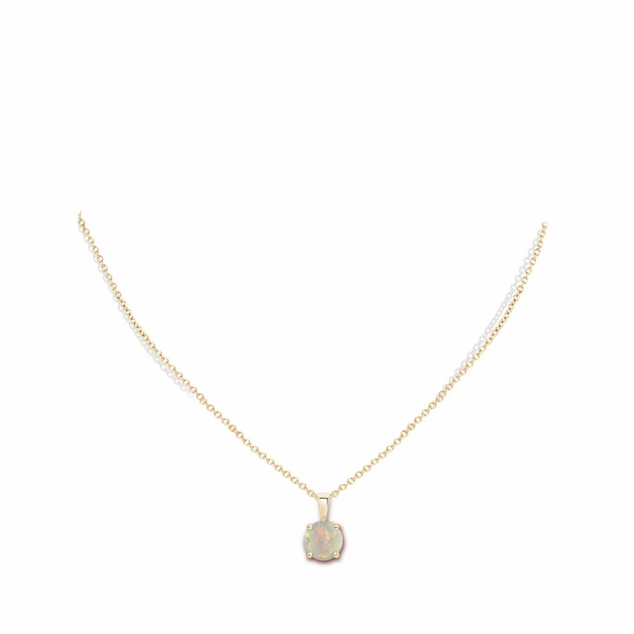 Necklaces Angara Opal | Classic Round Opal Solitaire Pendant