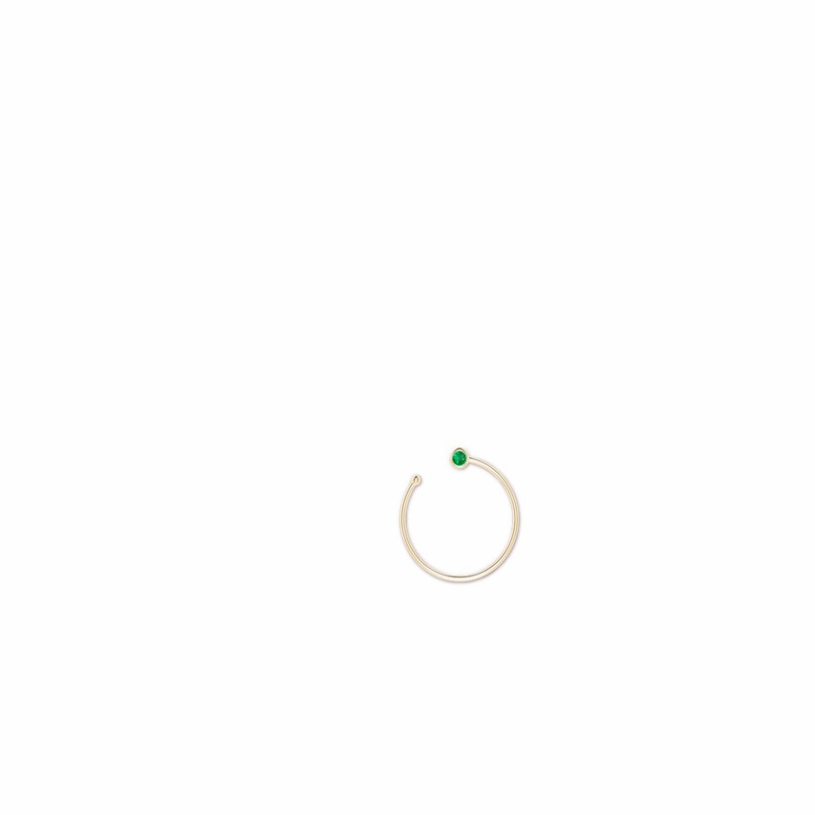 Earrings Angara Emerald | Bezel-Set Round Emerald Front-To-Back Flex Hoop Earrings