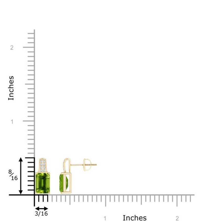Earrings Angara Peridot | Emerald-Cut Peridot Studs With Diamond Accents