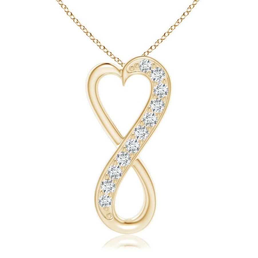 Necklaces Angara Diamond | Pave-Set Diamond Infinity Heart Pendant