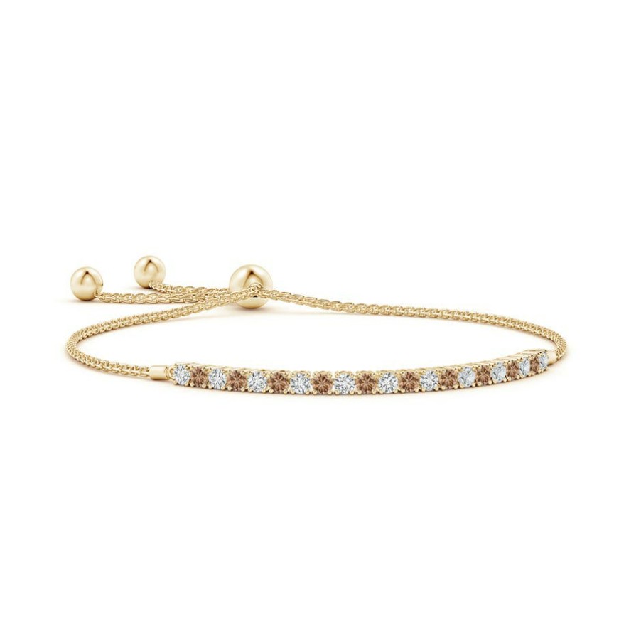 Bracelets Angara Coffee Diamond | Coffee & White Diamond Tennis Bolo Bracelet