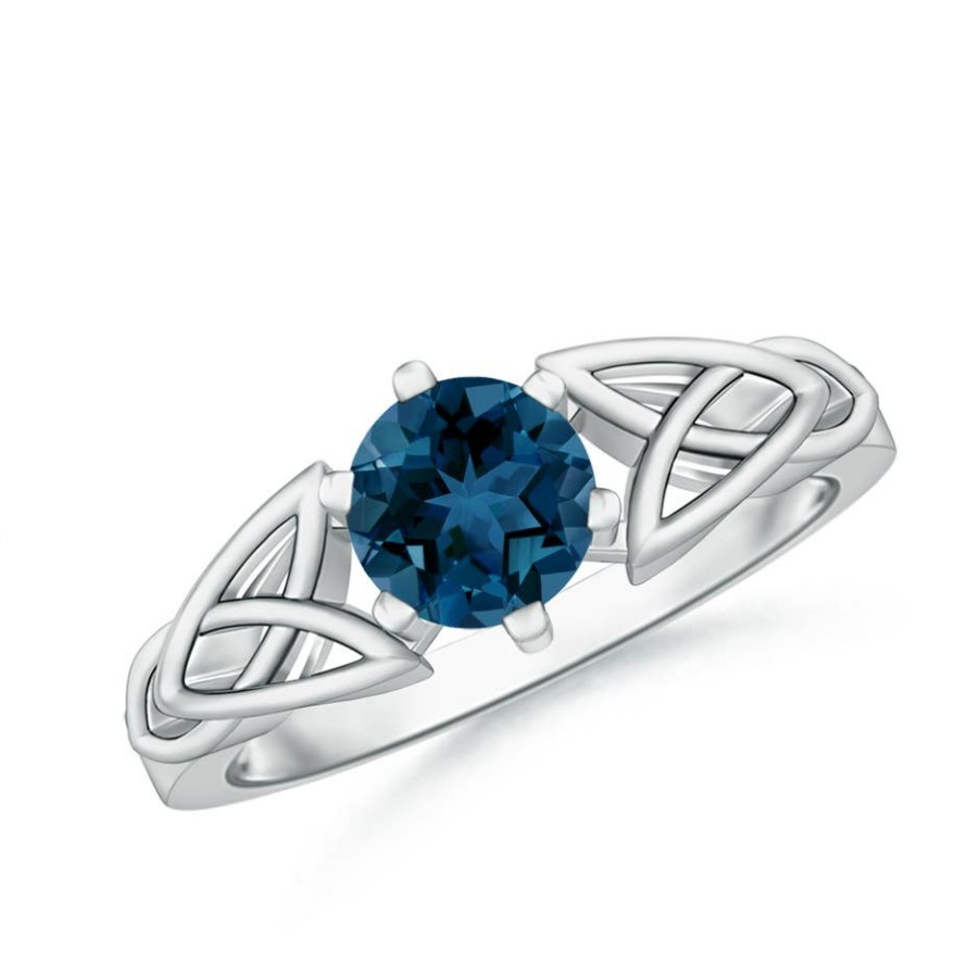 Rings Angara London Blue Topaz | Solitaire Round London Blue Topaz Celtic Knot Ring