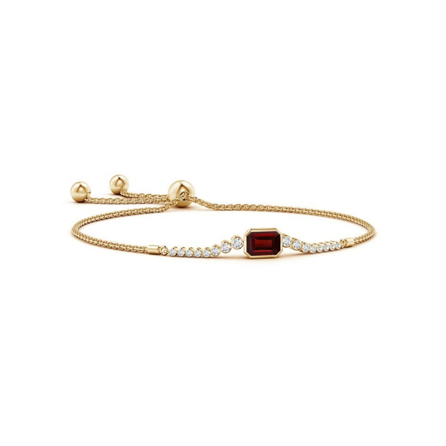 Bracelets Angara Garnet | East West Bezel-Set Emerald-Cut Garnet Bolo Bracelet