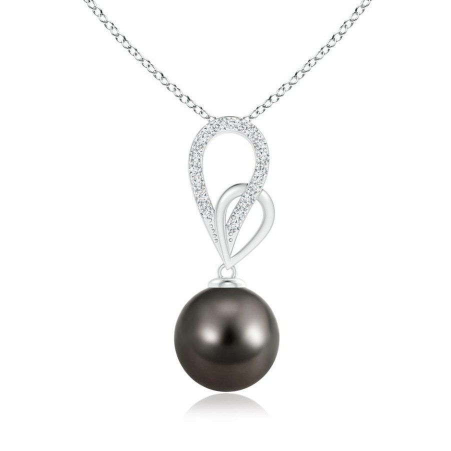 Necklaces Angara Tahitian Pearl | Tahitian Pearl Intertwined Loop Pendant