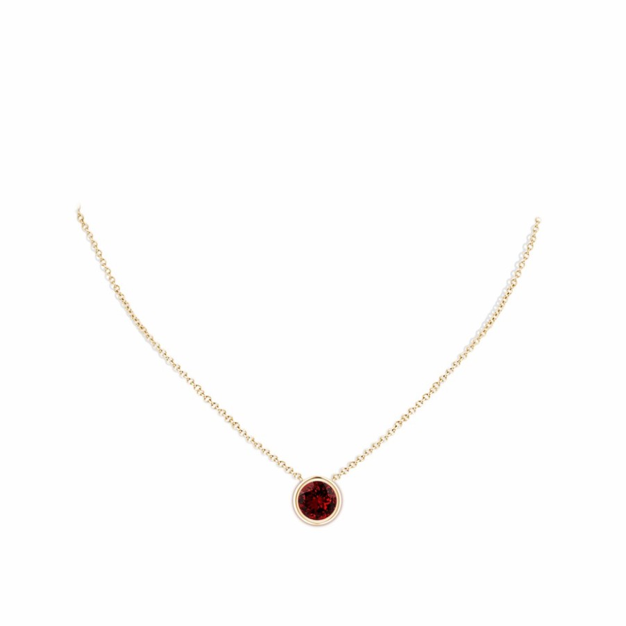 Necklaces Angara Ruby | Lab-Grown Bezel-Set Round Ruby Solitaire Pendant