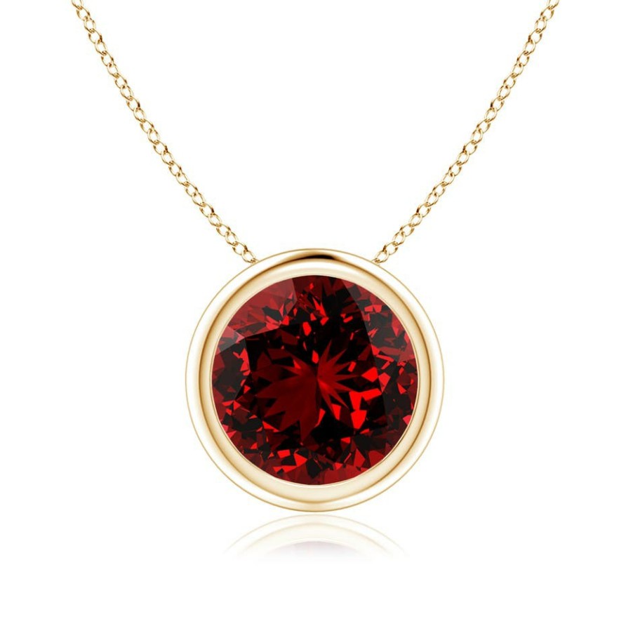 Necklaces Angara Ruby | Lab-Grown Bezel-Set Round Ruby Solitaire Pendant