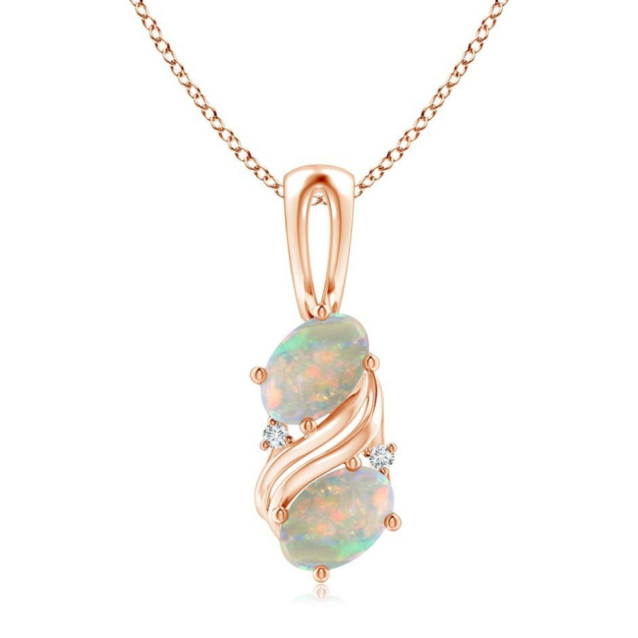 Necklaces Angara Opal | Two Stone Opal Swirl Pendant