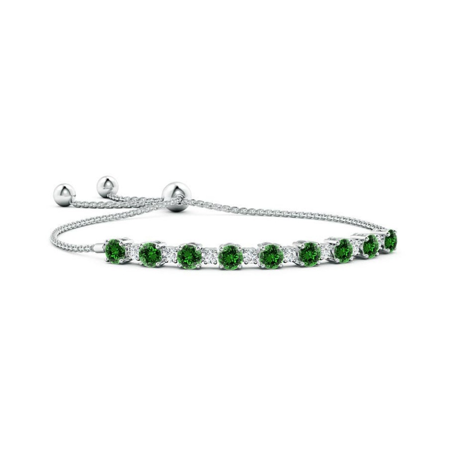 Bracelets Angara Emerald | Lab-Grown Emerald And Lab Diamond Tennis Bolo Bracelet