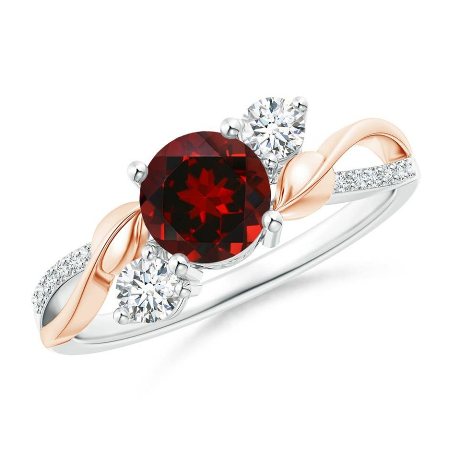 Rings Angara Garnet | Garnet And Diamond Twisted Vine Ring