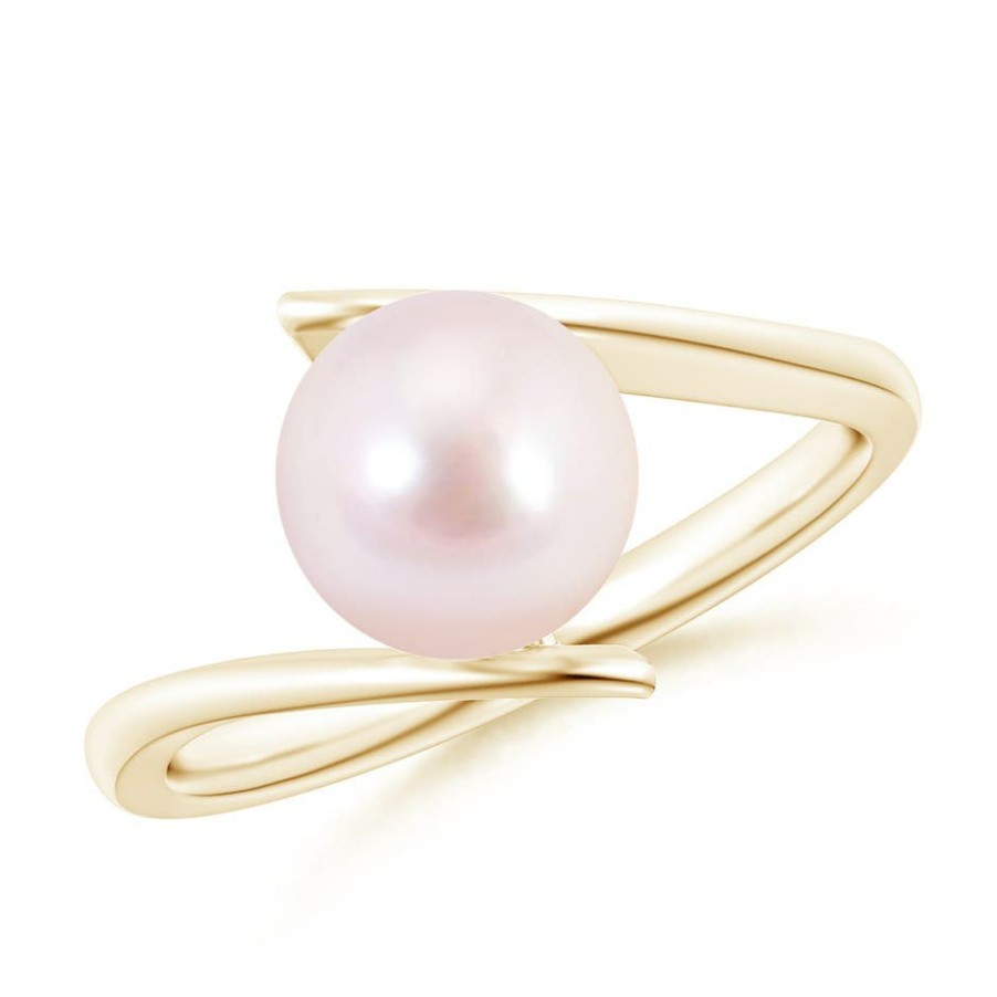 Rings Angara Akoya Pearl | Solitaire Japanese Akoya Pearl Ring With Bypass Shank