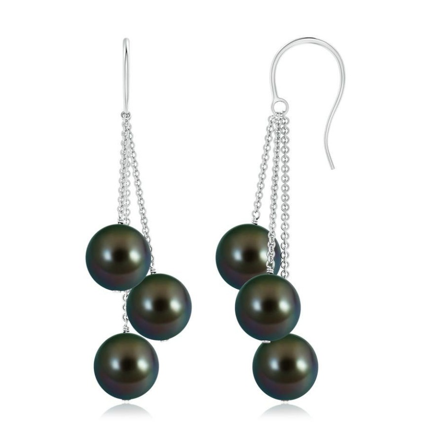 Earrings Angara Tahitian Pearl | Tahitian Triple Pearl Cluster Drop Earrings