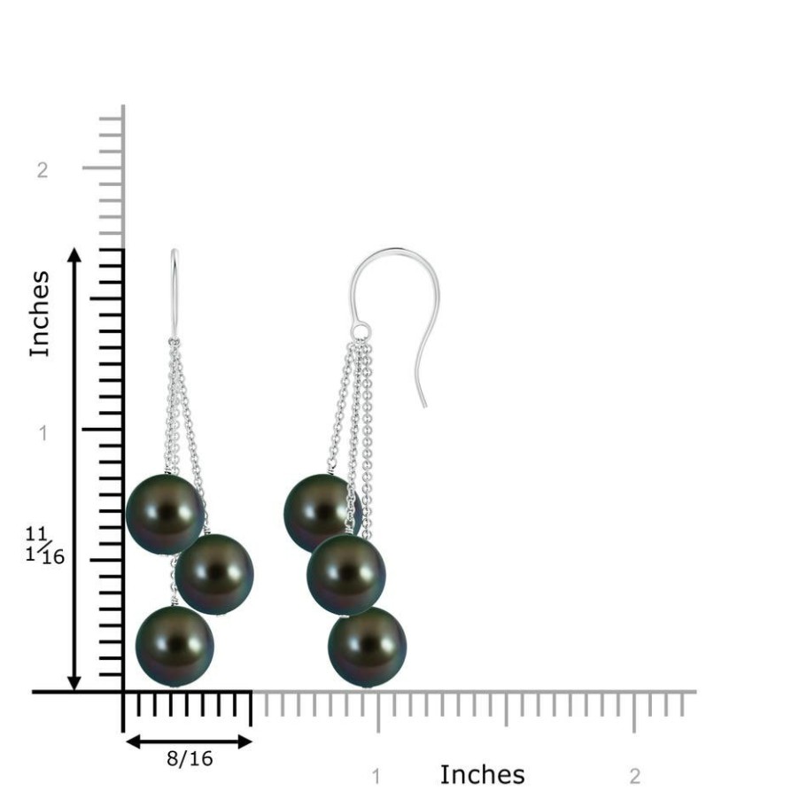 Earrings Angara Tahitian Pearl | Tahitian Triple Pearl Cluster Drop Earrings