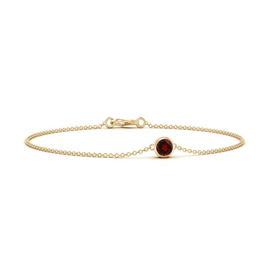 Bracelets Angara Garnet | Bezel-Set Round Garnet Chain Bracelet