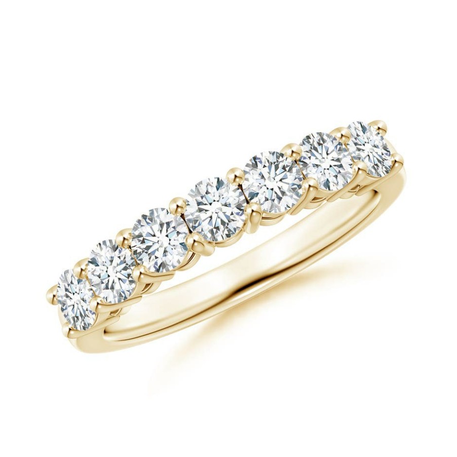 Rings Angara Diamond | Lab-Grown Prong-Set Round Diamond Seven Stone Wedding Ring