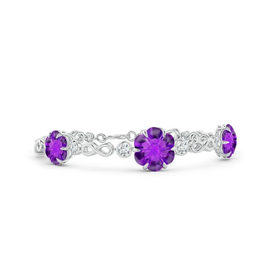 Bracelets Angara Amethyst | Six-Petal Amethyst Three-Flower Infinity Bracelet