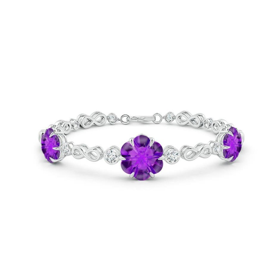 Bracelets Angara Amethyst | Six-Petal Amethyst Three-Flower Infinity Bracelet