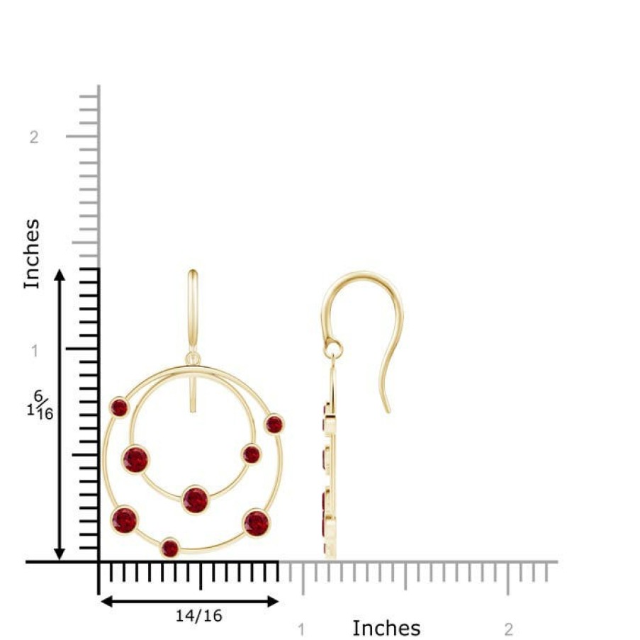 Earrings Angara Garnet | Scattered Bezel Garnet Twin Circle Earrings