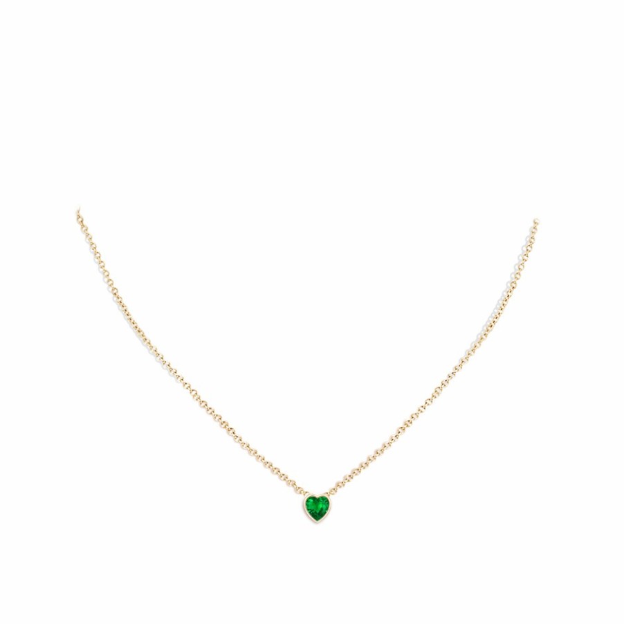 Necklaces Angara Emerald | Bezel-Set Solitaire Heart Emerald Pendant