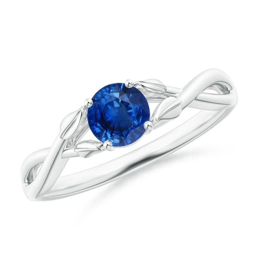 Rings Angara Blue Sapphire | Nature Inspired Blue Sapphire Crossover Ring With Leaf Motifs