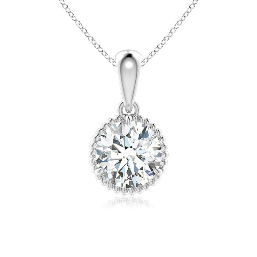 Necklaces Angara Diamond | Lab-Grown Rope-Framed Claw-Set Diamond Solitaire Pendant