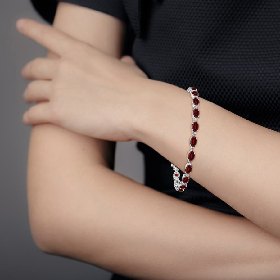 Bracelets Angara Garnet | Classic Oval Garnet Tennis Bracelet