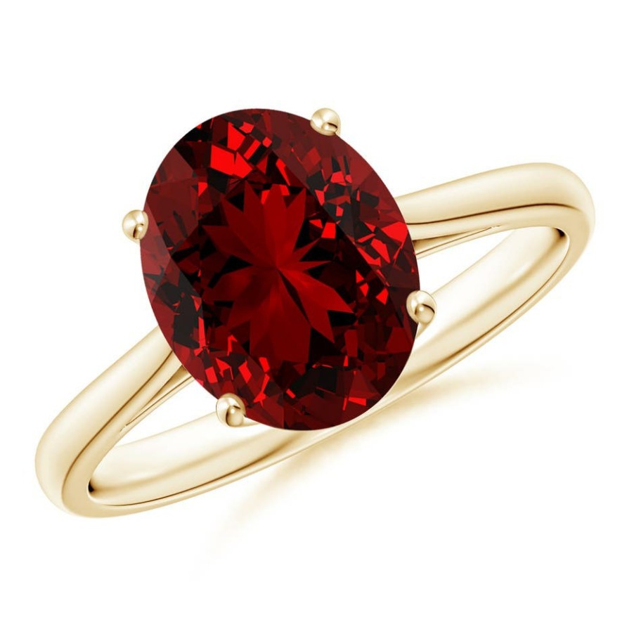 Rings Angara Ruby | Lab-Grown Oval Solitaire Ruby Cocktail Ring