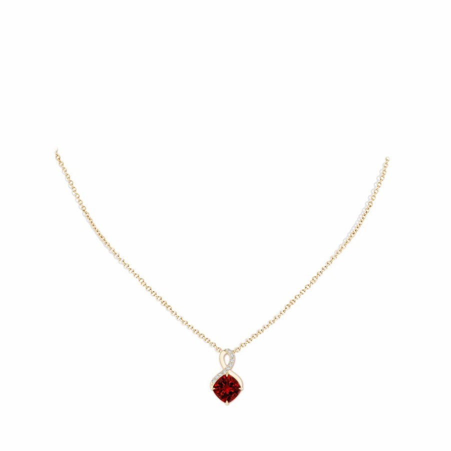 Necklaces Angara Ruby | Lab-Grown Claw-Set Ruby Infinity Pendant With Lab Diamonds