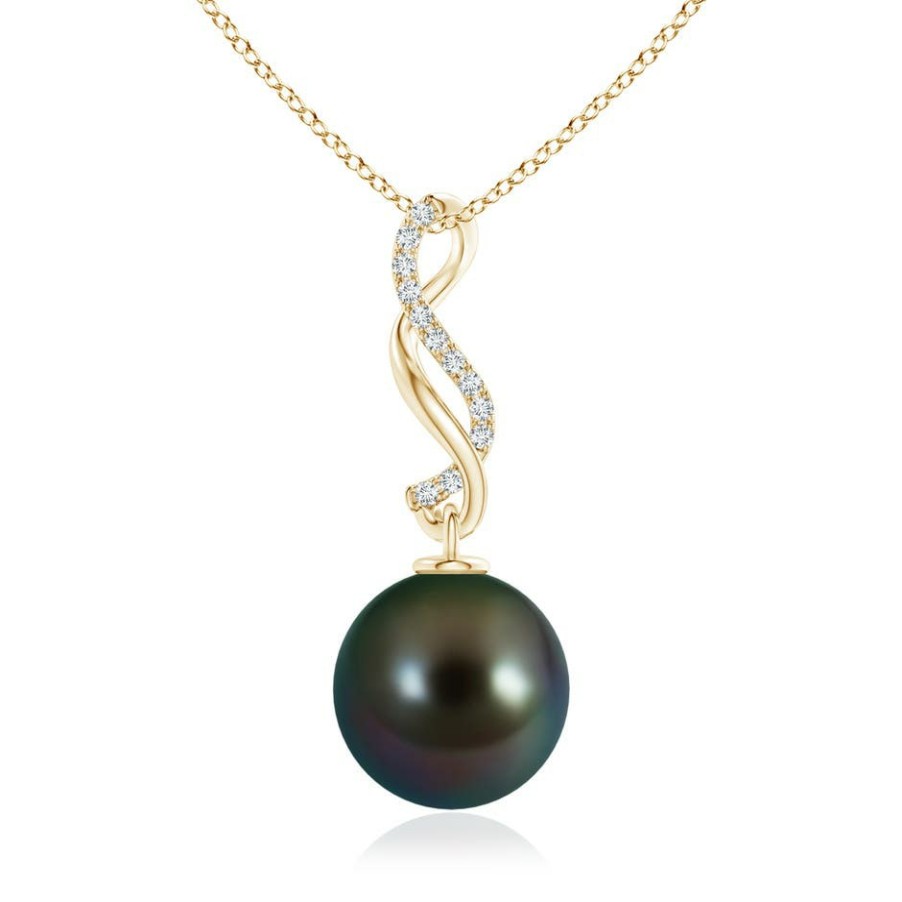 Necklaces Angara Tahitian Pearl | Tahitian Pearl Infinity Swirl Pendant