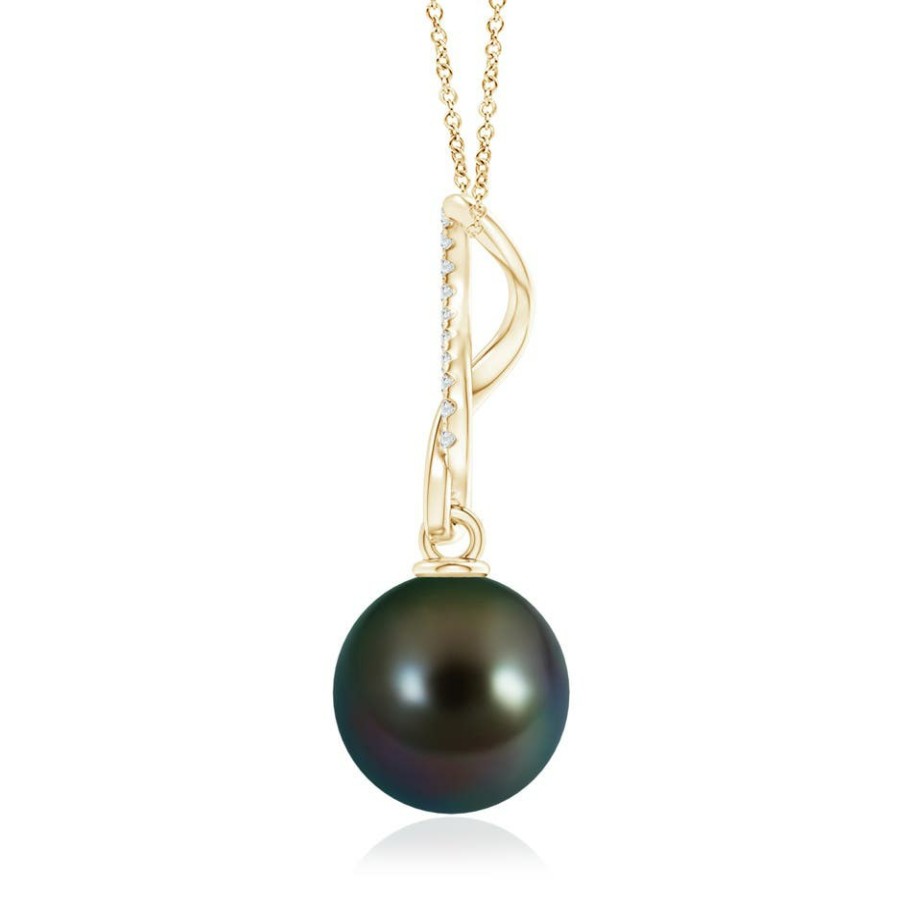 Necklaces Angara Tahitian Pearl | Tahitian Pearl Infinity Swirl Pendant