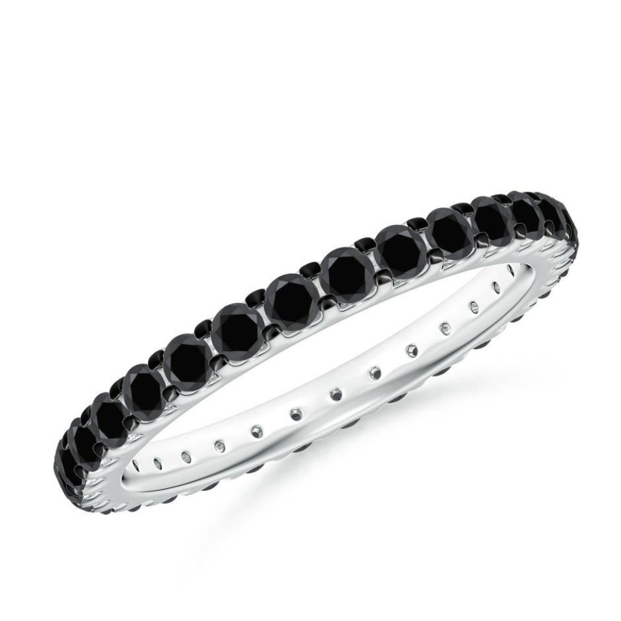 Rings Angara Enhanced Black | Prong Set Round Black Diamond Eternity Wedding Ring