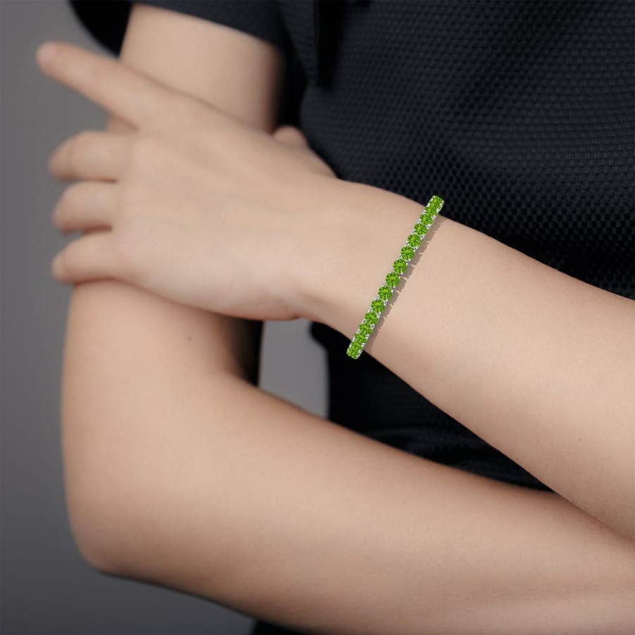 Bracelets Angara Peridot | Classic Peridot Linear Tennis Bracelet