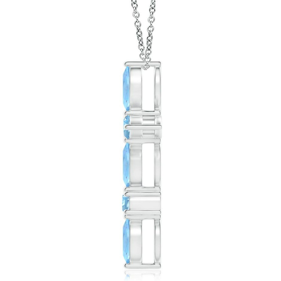 Necklaces Angara Aquamarine | Marquise And Round Aquamarine Cross Pendant