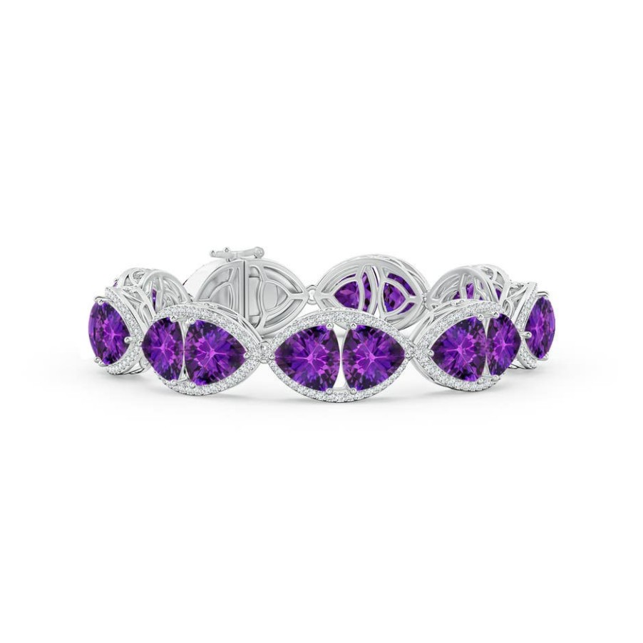 Bracelets Angara Amethyst | East-West Trillion Checker-Cut Amethyst Bracelet