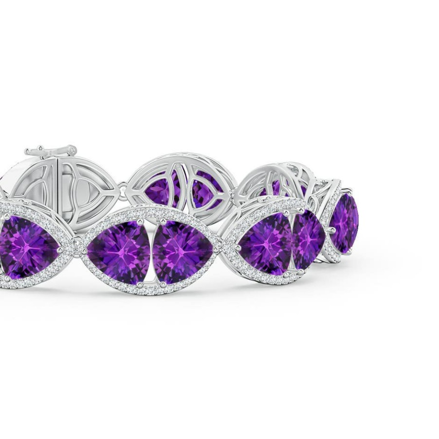 Bracelets Angara Amethyst | East-West Trillion Checker-Cut Amethyst Bracelet