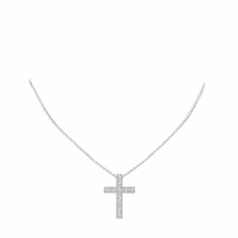 Necklaces Angara Diamond | Flat Prong-Set Diamond Cross Pendant