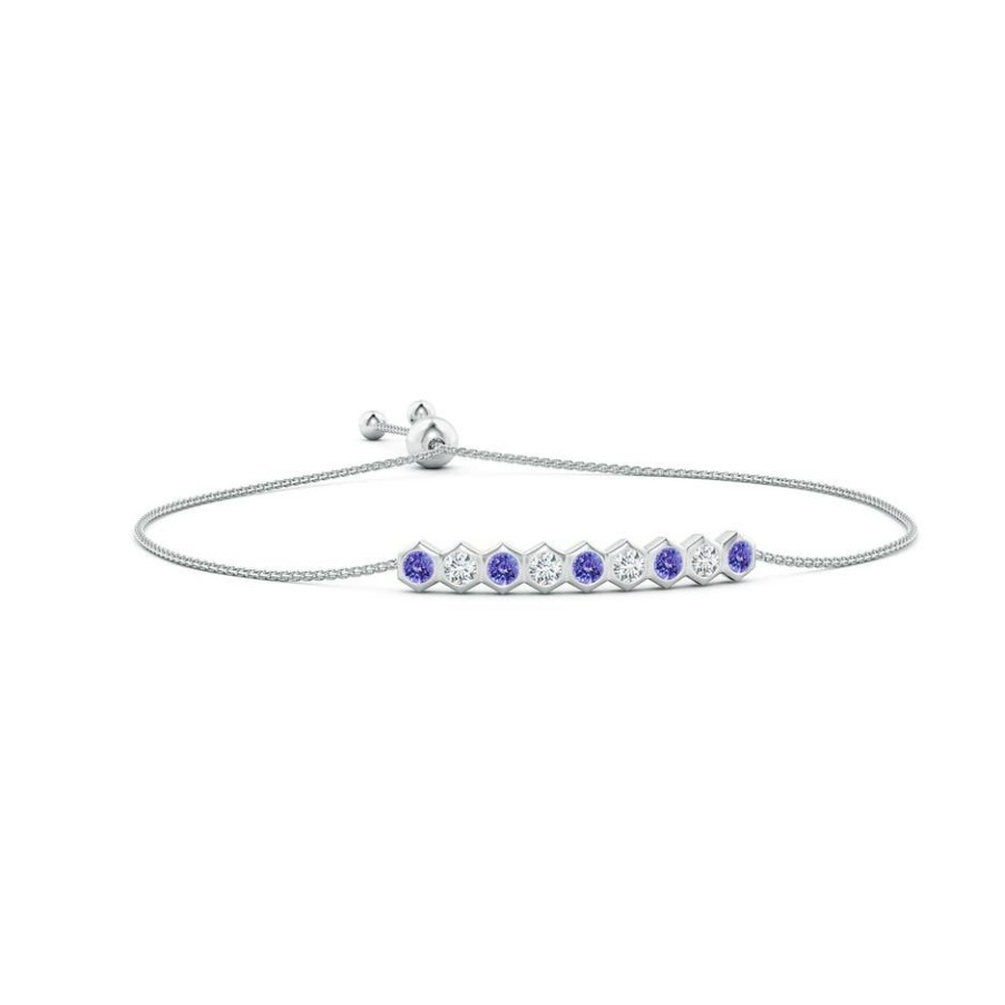 Bracelets Angara Tanzanite | Natori X Angara Hexagonal Tanzanite And Diamond Bolo Bracelet