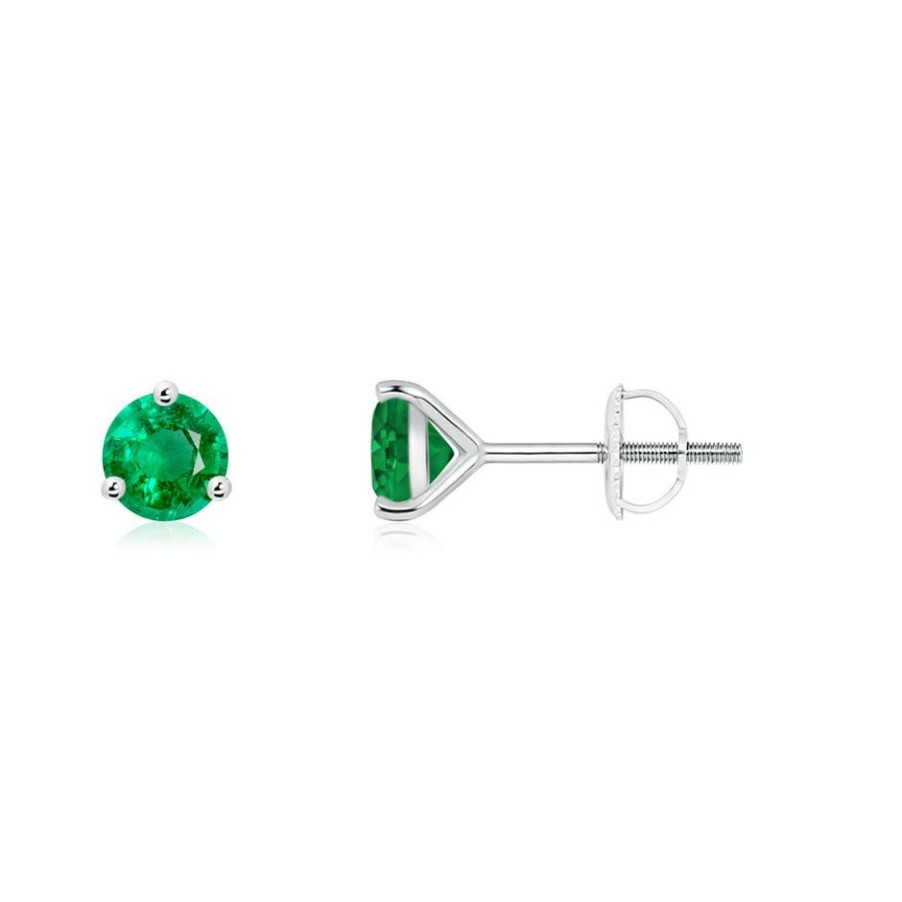 Earrings Angara Emerald | Martini-Set Round Emerald Stud Earrings