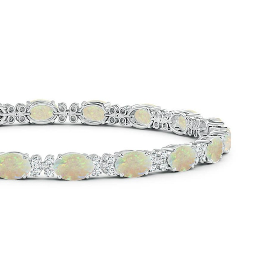 Bracelets Angara Opal | Oval Opal Tennis Bracelet With Diamonds