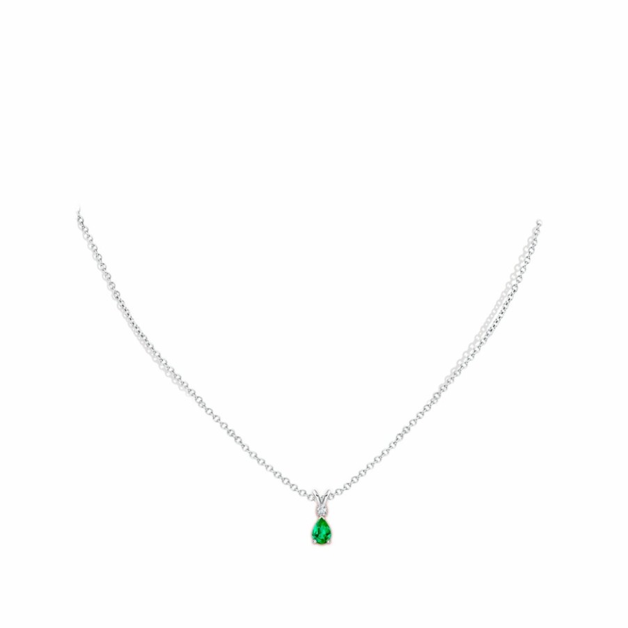 Necklaces Angara Emerald | Emerald Teardrop Pendant With Diamond