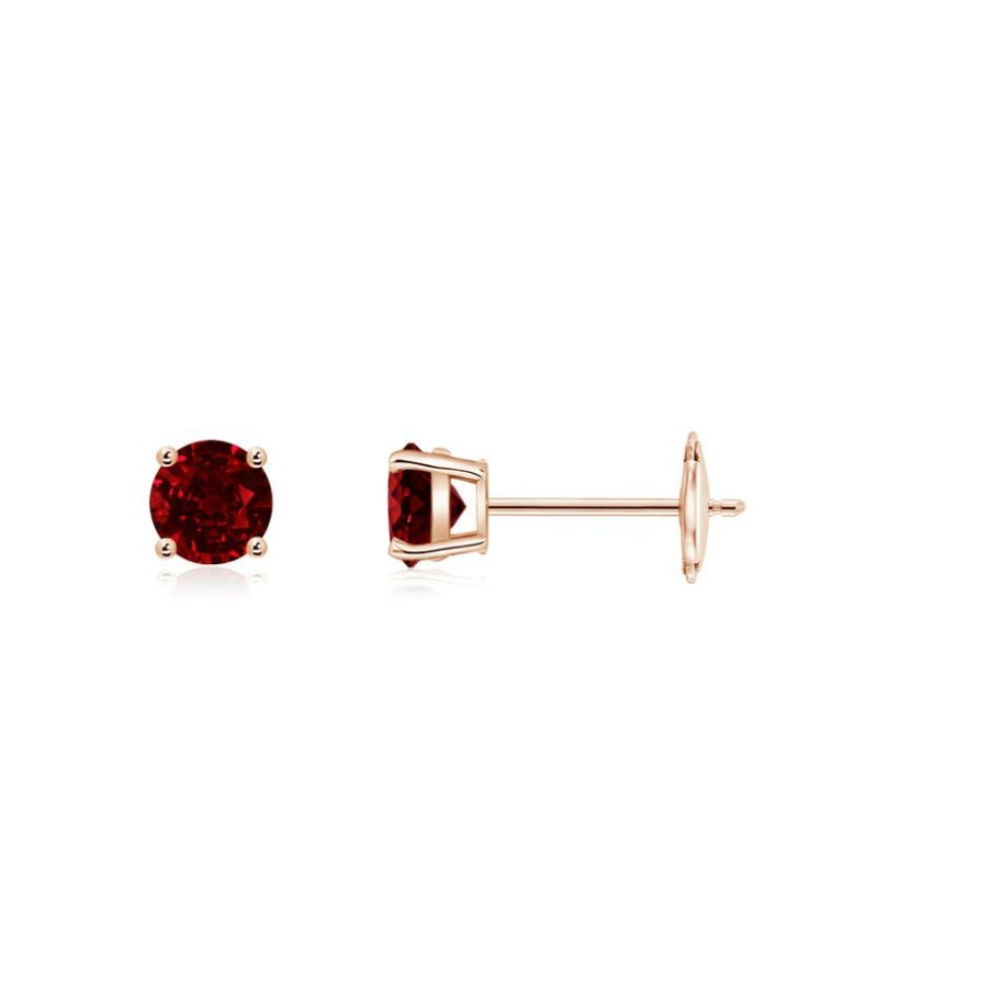 Earrings Angara Ruby | Round Ruby Stud Earrings