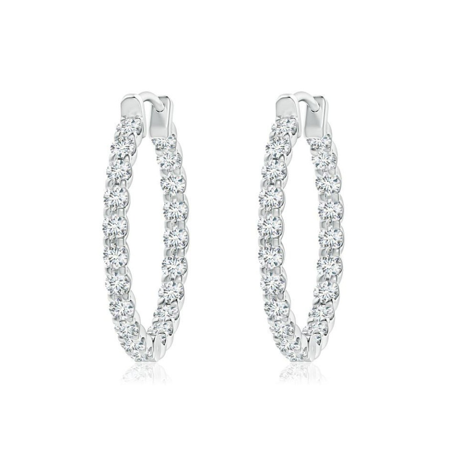 Earrings Angara Diamond | Lab-Grown Prong-Set Diamond Inside Out Hoop Earrings