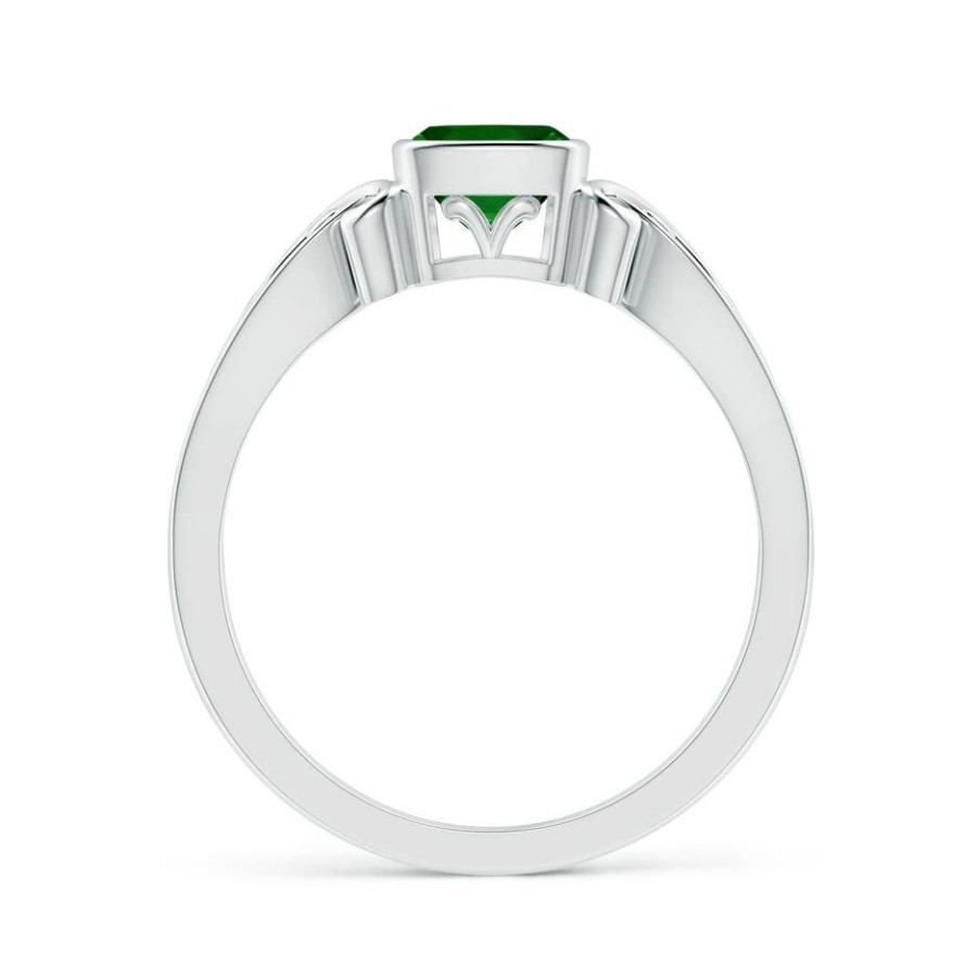 Rings Angara Emerald | Vintage Style Cushion Emerald Solitaire Ring