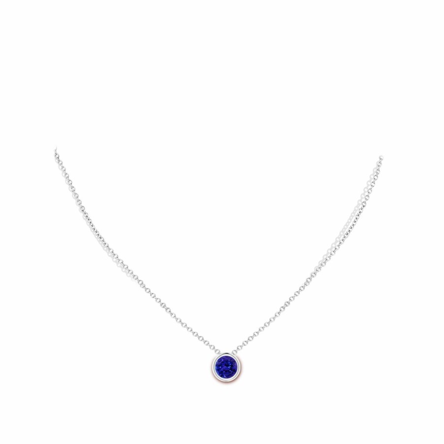 Necklaces Angara Tanzanite | Bezel-Set Round Tanzanite Solitaire Pendant