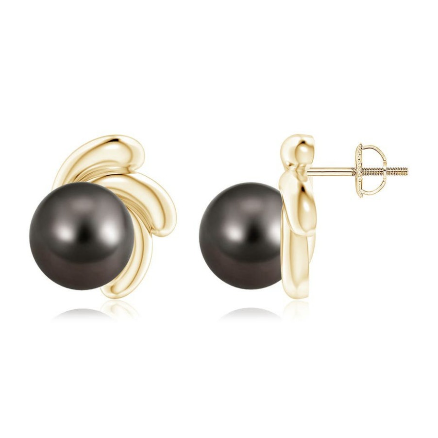 Earrings Angara Tahitian Pearl | Tahitian Pearl Spiral Stud Earrings