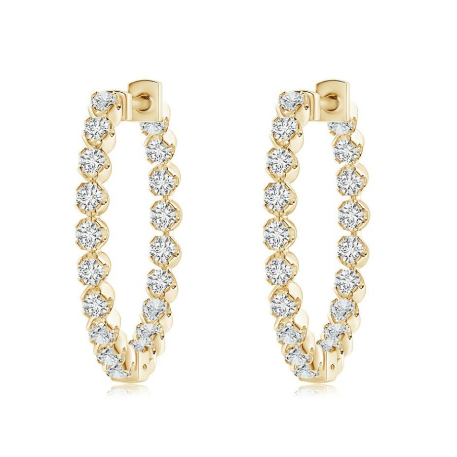 Earrings Angara Diamond | Floating Diamond Inside-Out Hoop Earrings